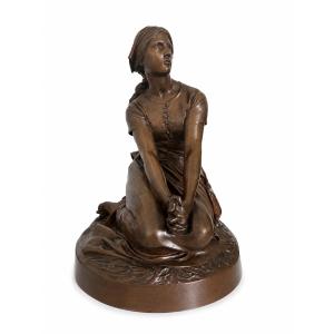 Bronze Statue Of Joan Of Arc By Henri Chapu, Cast By Barbedienne