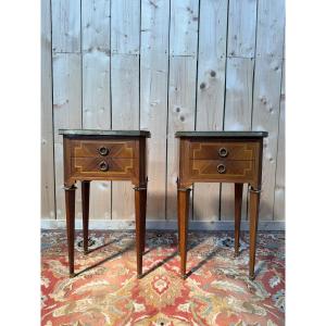 Pair Of Louis XVI-style Nightstands Signed "gouffe"