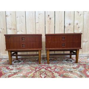 Paire de chevets scandinaves en Teck 