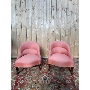 Pair Of Low Louis Philippe Armchairs