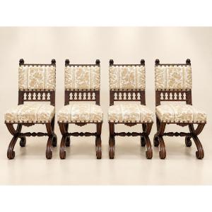 Suite de 4 chaises style NéoRenaissance - Haute époque 