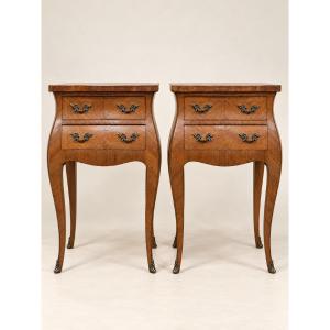 Pair Of Louis XV-style Veneered Nightstands