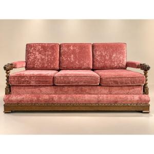 Sofa With Storage Compartment In The Henri II / Neo-renaissance Style.