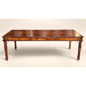 Louis Philippe-style Farmhouse Table With A Parquet-patterned Top