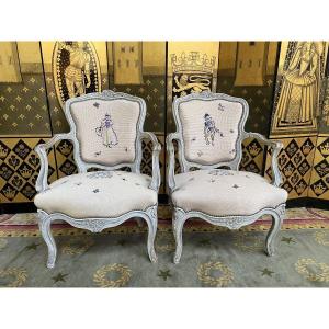 Pair Of Louis XV Style Cabriolet Armchairs