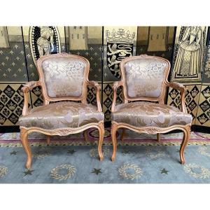 Pair Of Louis XV Style Cabriolet Armchairs