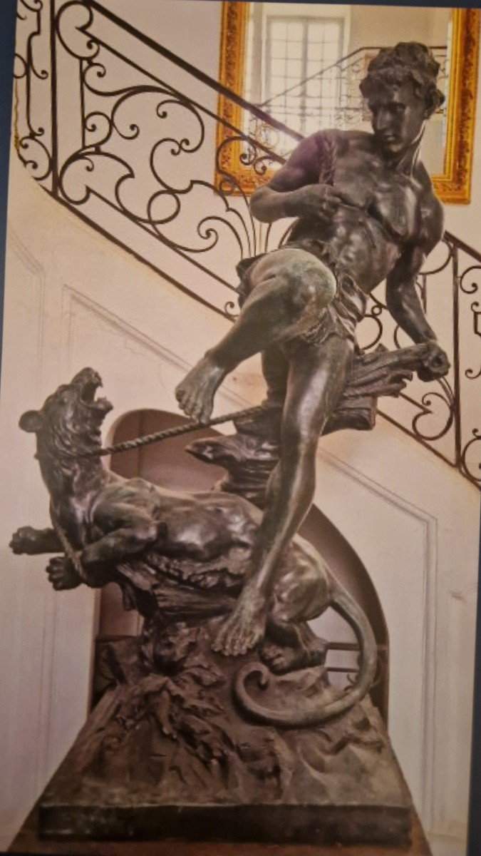 "hercules Slaying The Nemean Lion" Monumental Bronze By Hippolyte Rubin 
