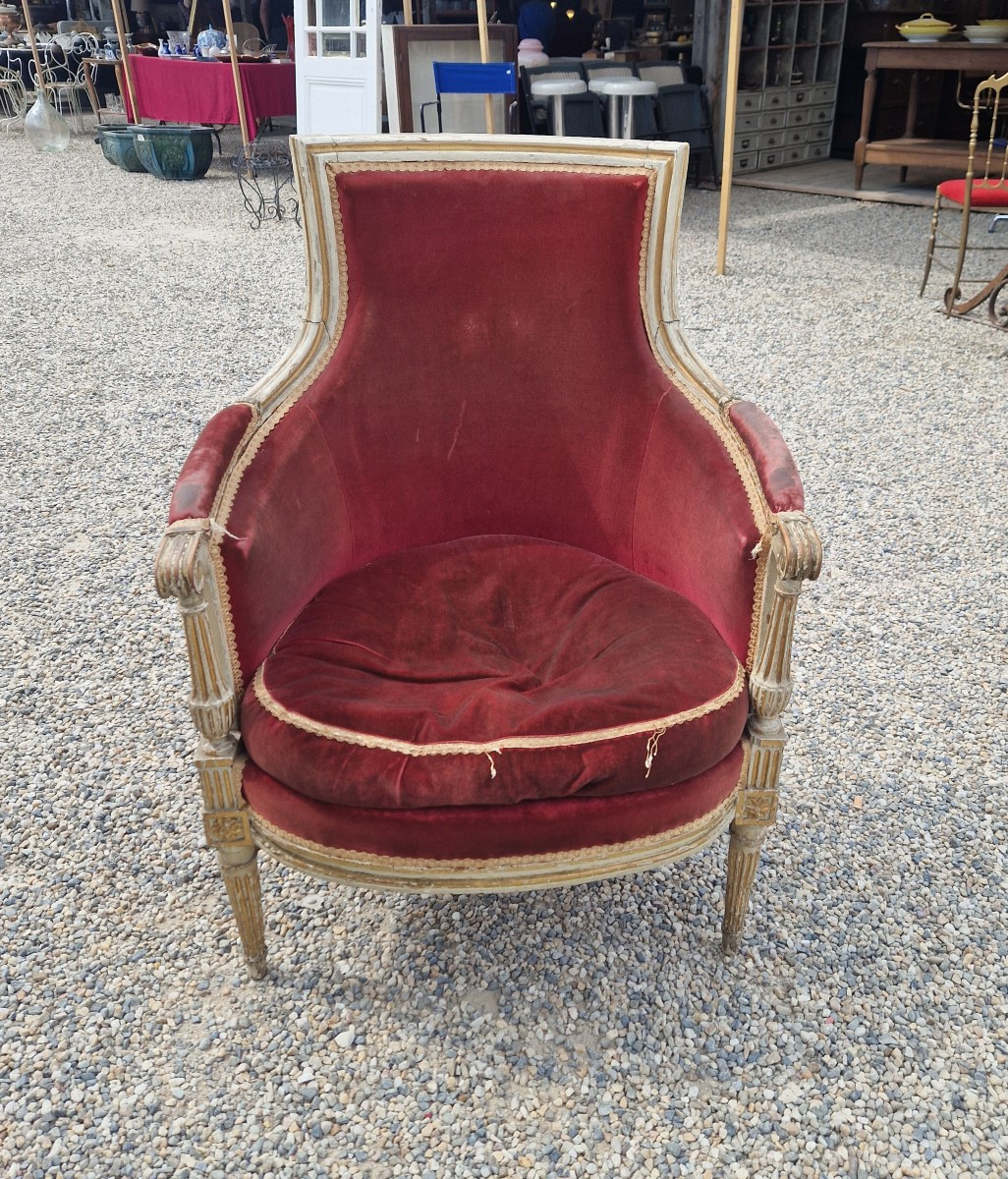 Bergère Laquée Louis XVI, 18ème Siècle. -photo-3