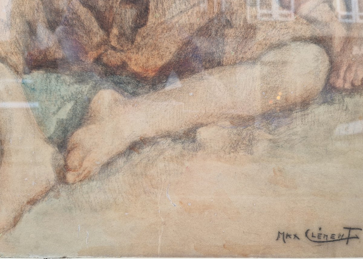 "the First Cigarette" Pastel By Maxime Clément Known As "max Clément"-photo-4