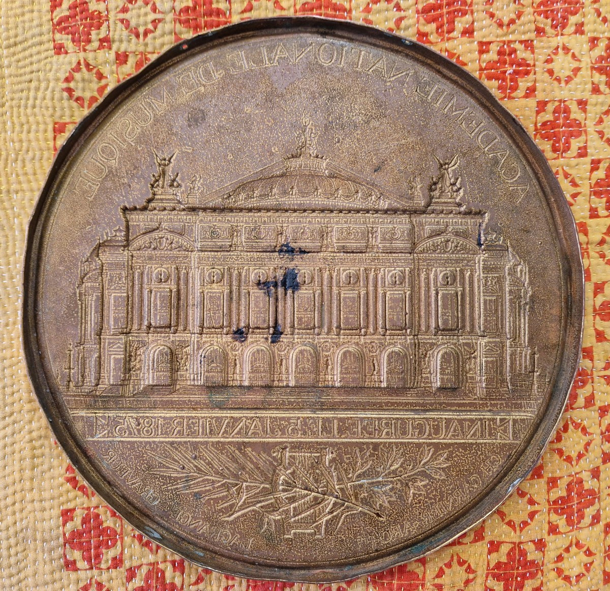 Opéra Garnier, Gilt Bronze Medallion By Barbedienne.-photo-1