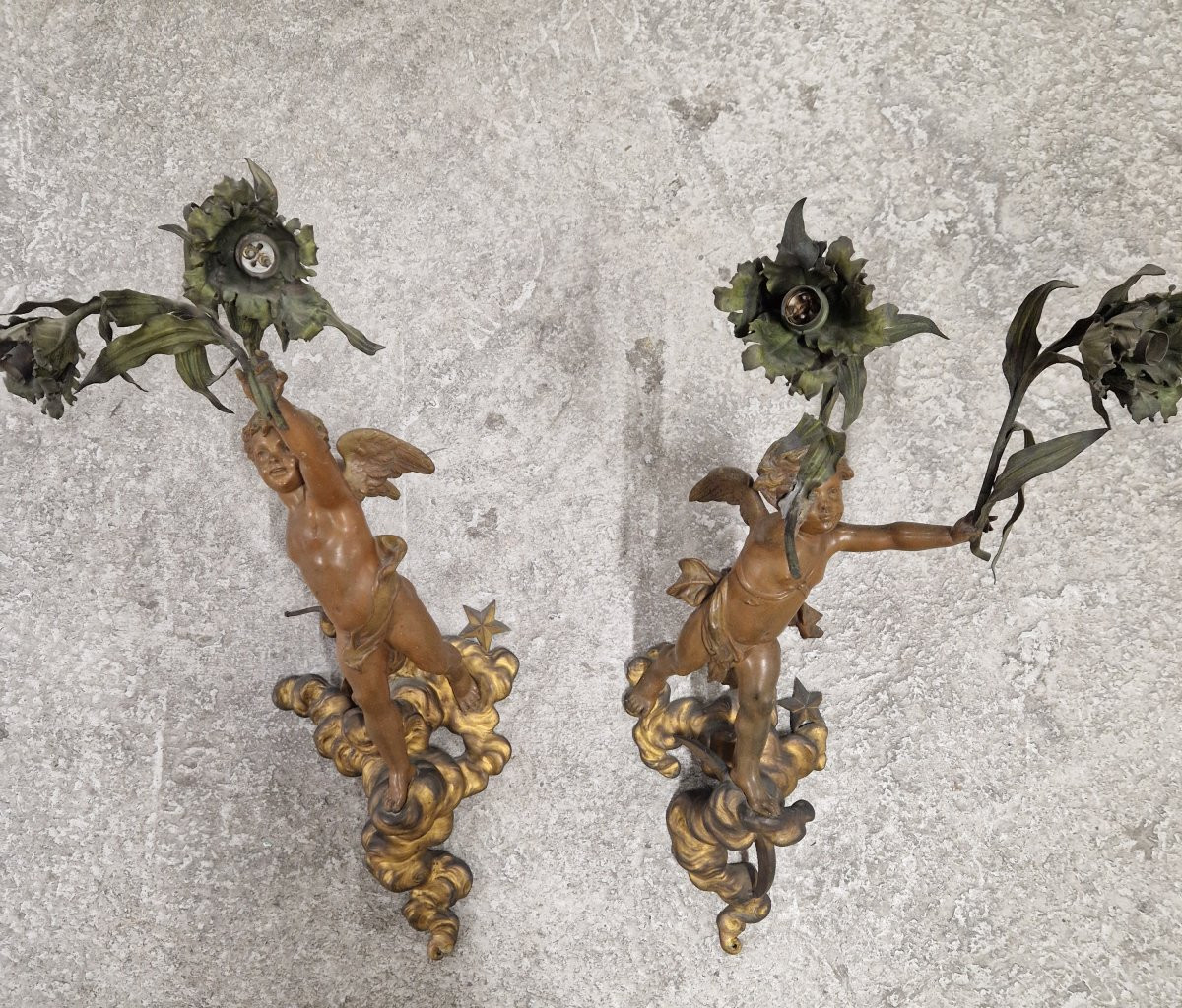 "La nuit" paire d'appliques art nouveau -photo-1