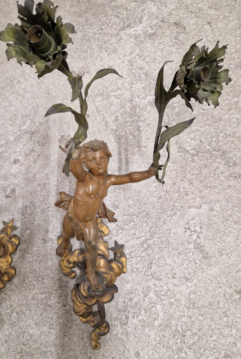 "La nuit" paire d'appliques art nouveau -photo-3