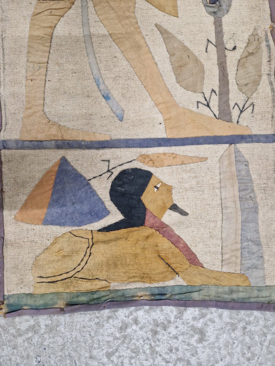 Set Of Three Egyptian Tapestries Circa 1920-photo-4