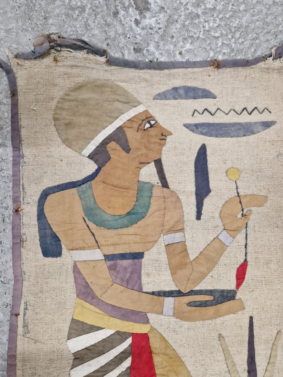 Set Of Three Egyptian Tapestries Circa 1920-photo-4
