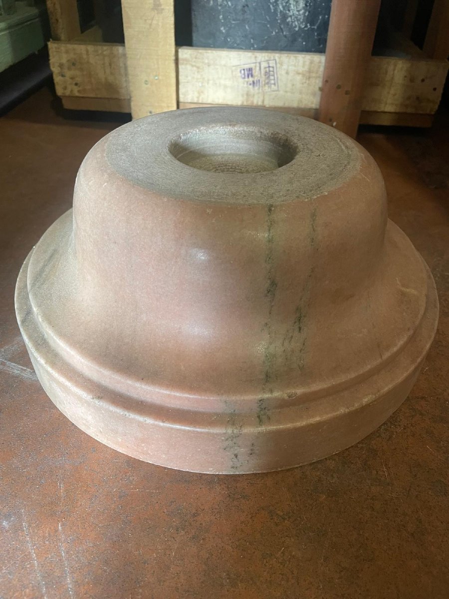 Holy Water Font On A Baluster Base In Pink Marble, Circa 1980-photo-1