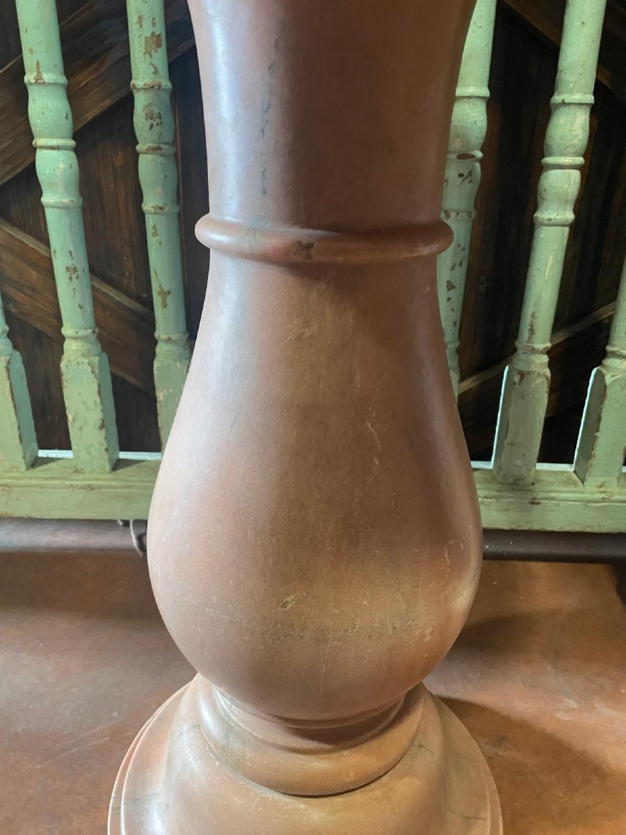 Holy Water Font On A Baluster Base In Pink Marble, Circa 1980-photo-3