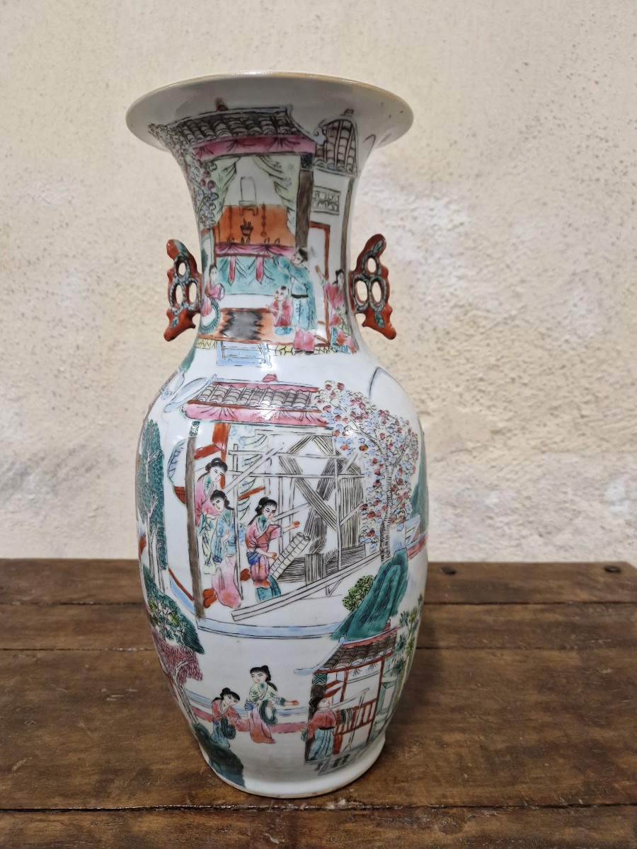 Vase chine xx éme à décor tournant