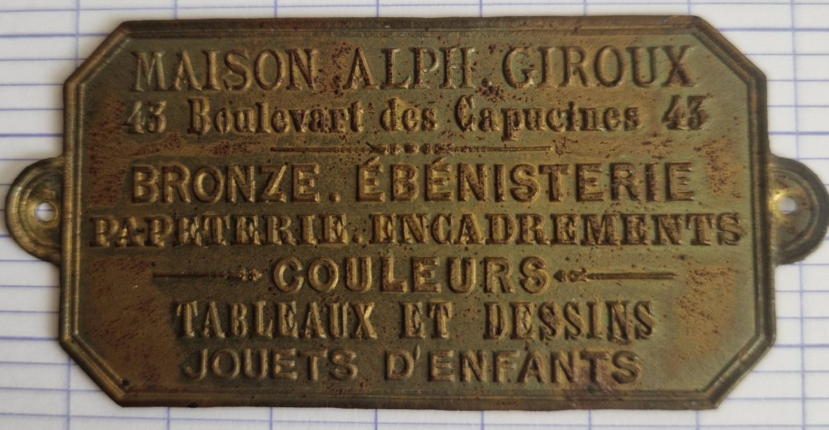 Plaque d'estampille " Maison Alph'Giroux 43 boulevard des capucines"-photo-3