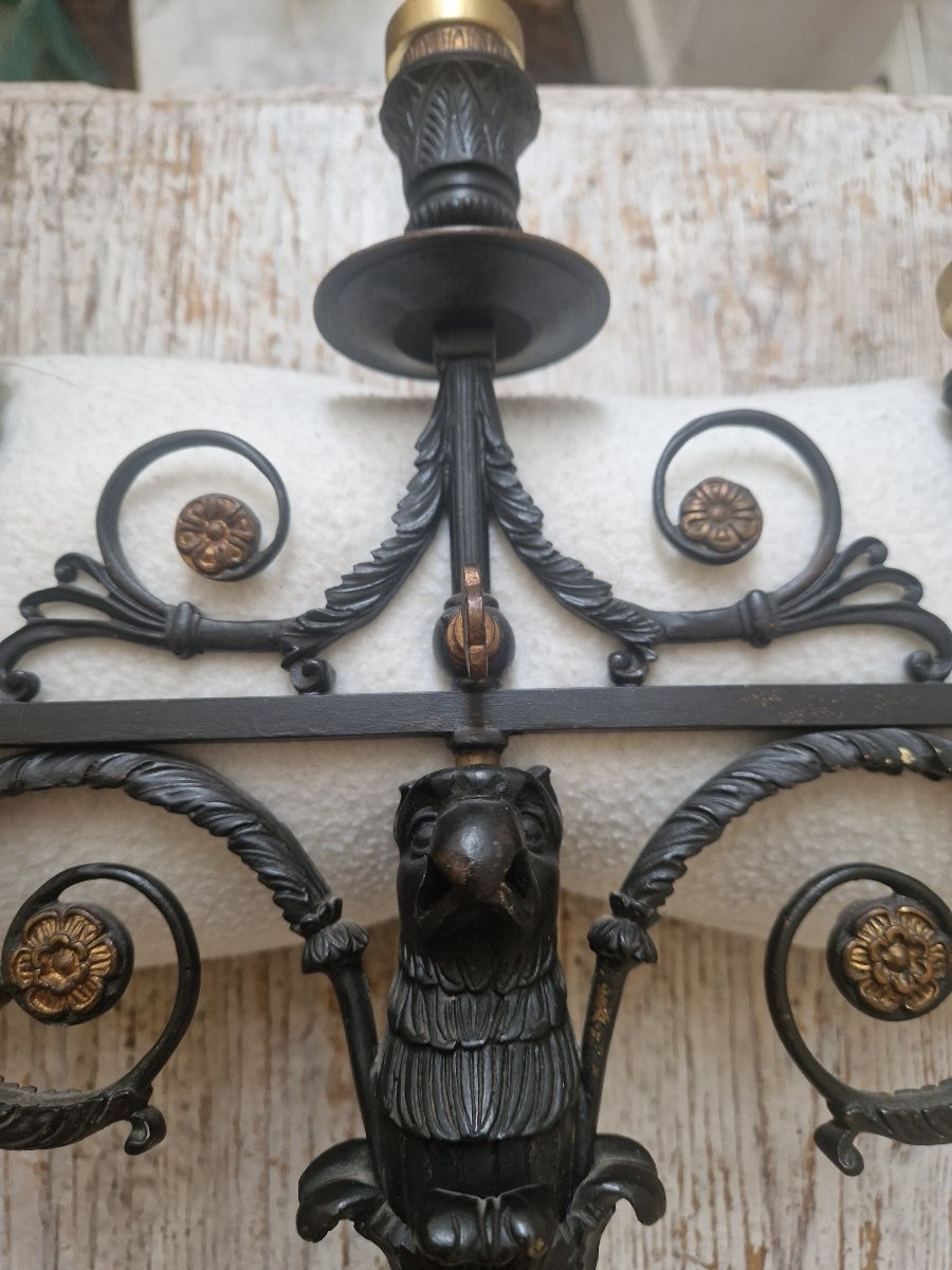 Pair Of Empire Style Bronze Wall Sconces Circa 1890-photo-1