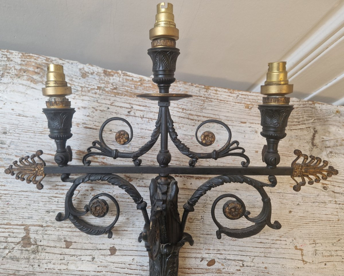 Pair Of Empire Style Bronze Wall Sconces Circa 1890-photo-5