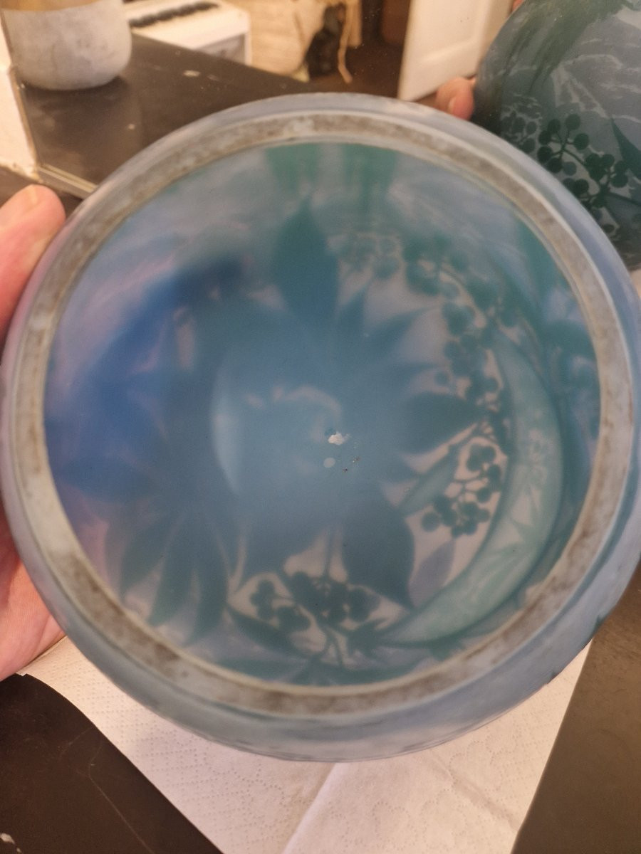 Lampe pâte de verre art noveau signée De Vez circa 1910-photo-5