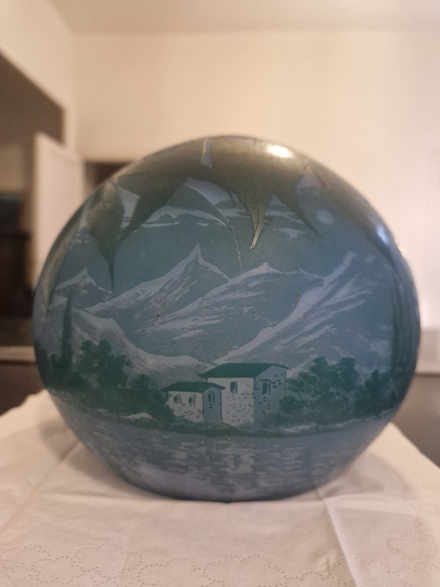 Lampe pâte de verre art noveau signée De Vez circa 1910-photo-8