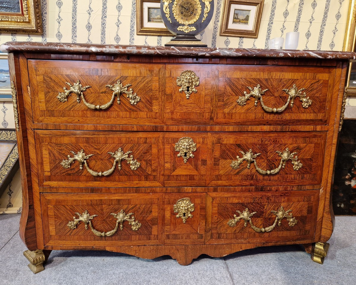 Louis XIV Mazarine Commode In Veneered Wood. 18th Century.