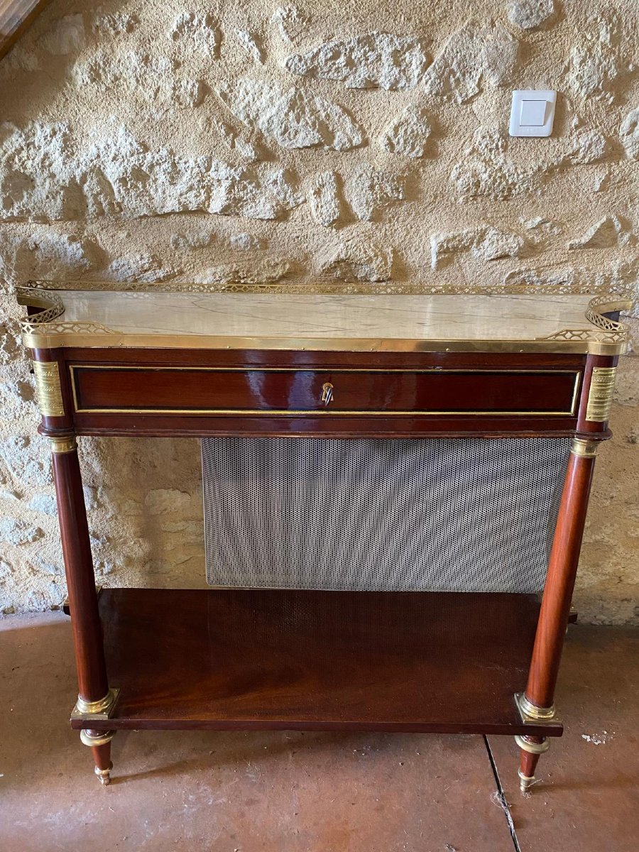 Console desserte Louis XVI en acajou 