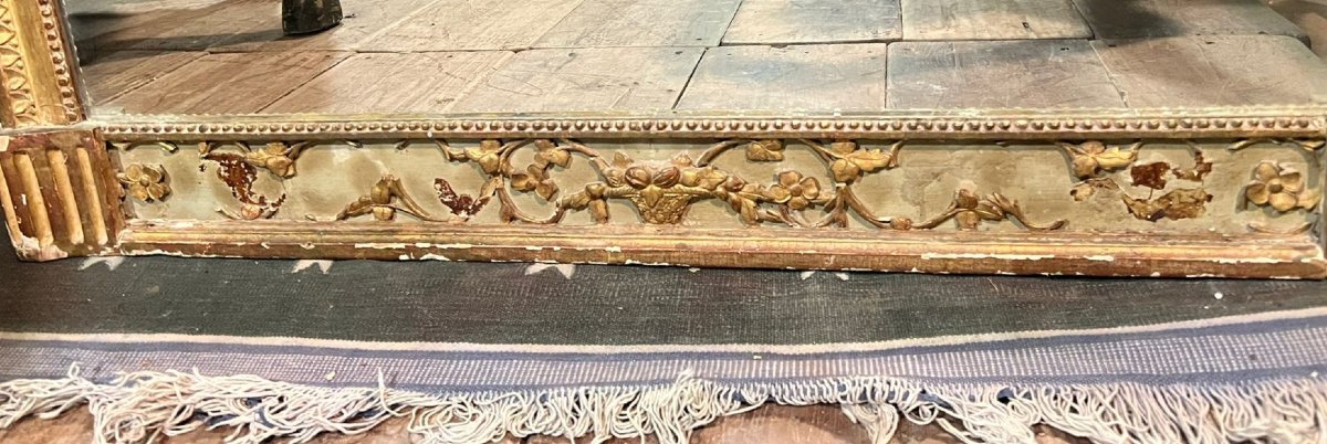 Trumeau à rechampis vert et bois doré, style Louis XVI, CIRCA 1800-photo-6