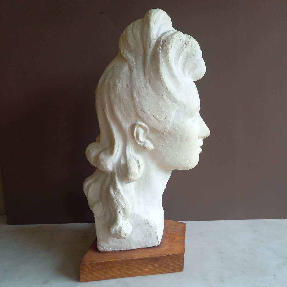 Tête De Femme  , Plâtre Original-photo-3