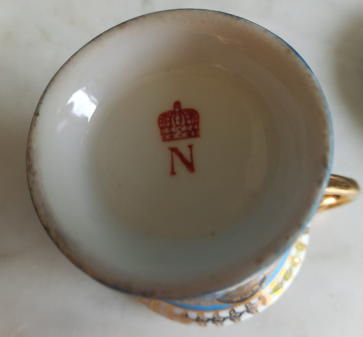 Capodimonté , service à café de 8 tasses et sous tasses aux décors de Napoléon et Joséphine-photo-1
