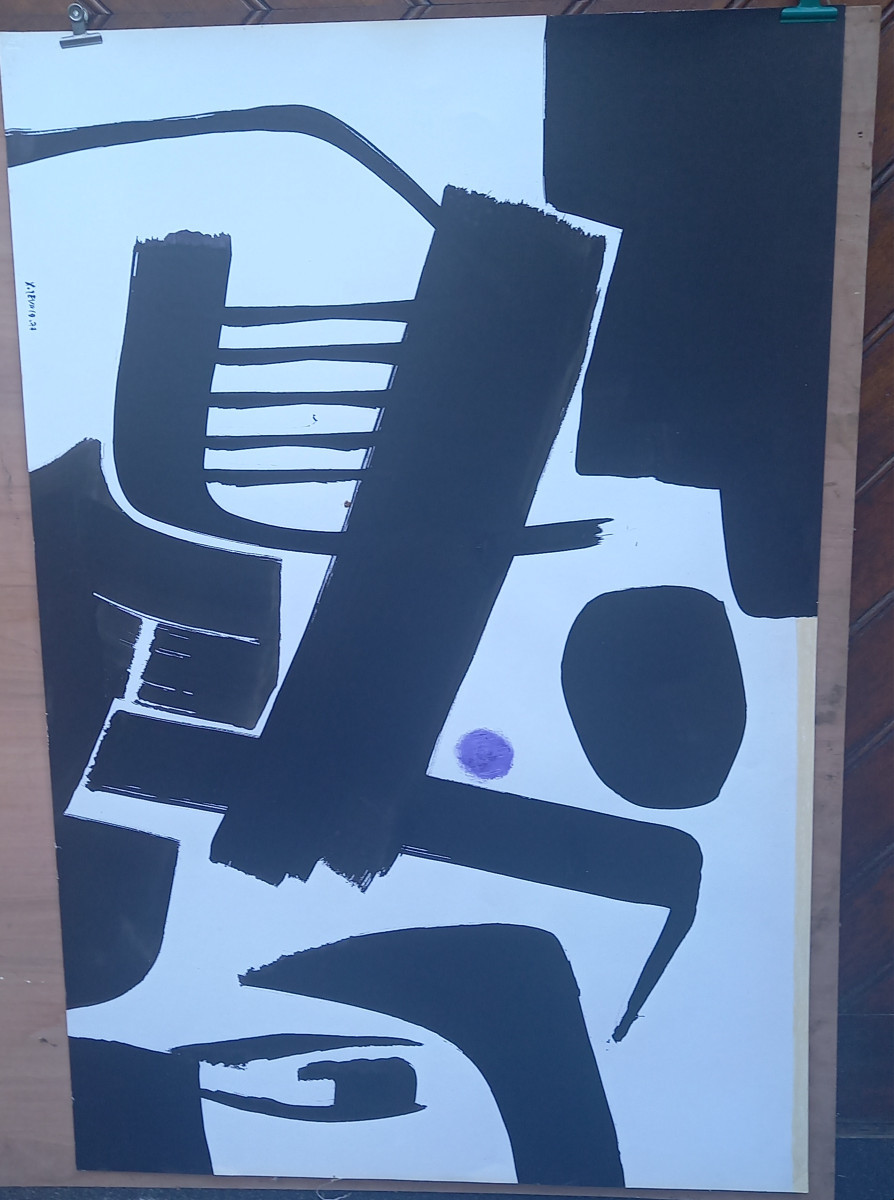 oeuvre de Xavier Zevaco , acrylique sur papier