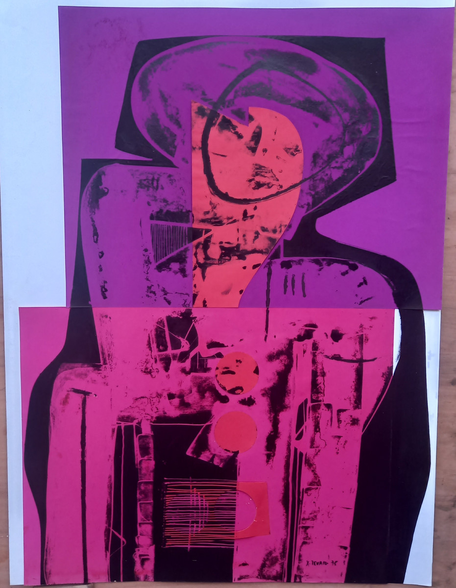 oeuvre de Xavier Zevaco , acrylique sur papier