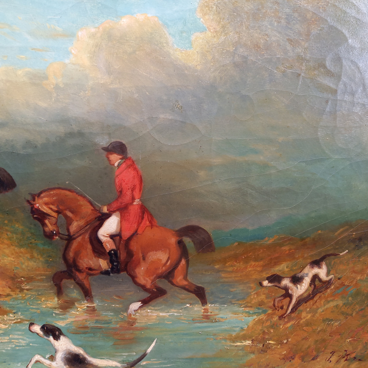 chasse à courre huile sur toile vers 1830-photo-3