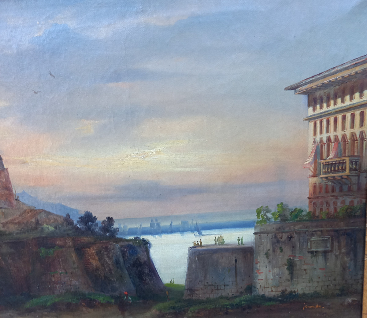 View Of Genoa, Oil On Canvas Signed Joinville-photo-2