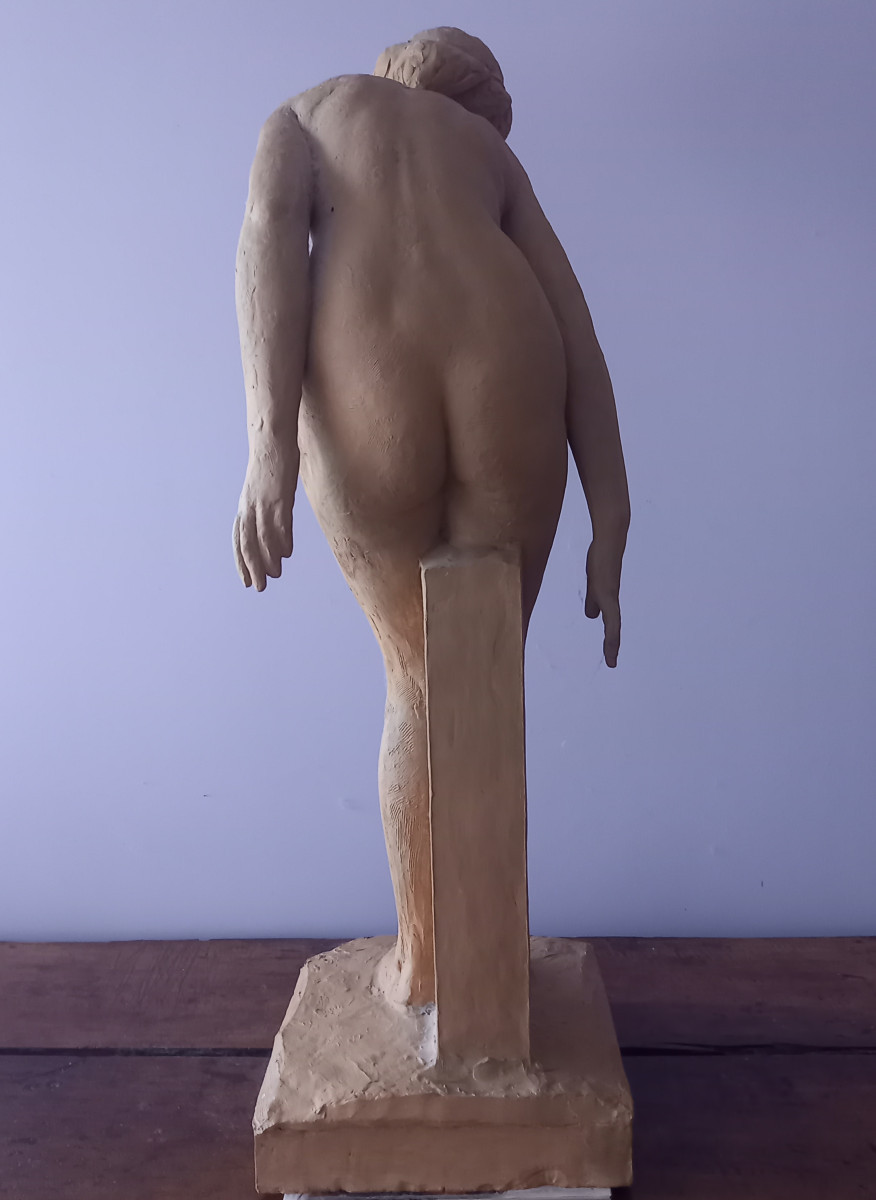 Large Terracotta Bather Signed Max Blondat-photo-2