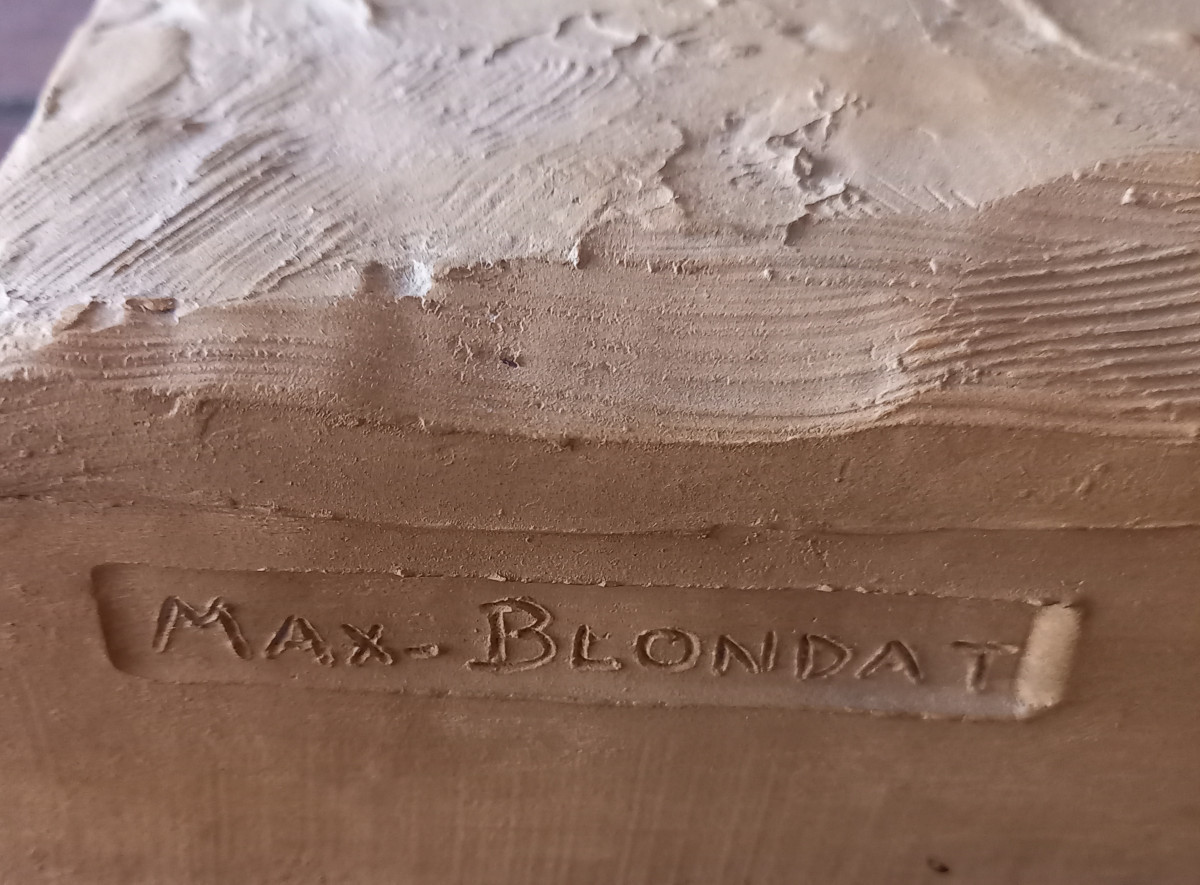 Large Terracotta Bather Signed Max Blondat-photo-3