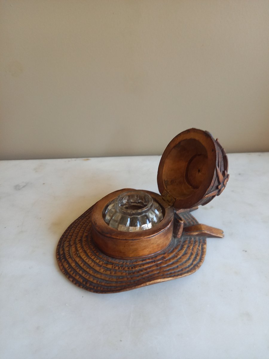 Wooden Inkwell Shaped Like A Tyrolean Hat -photo-2