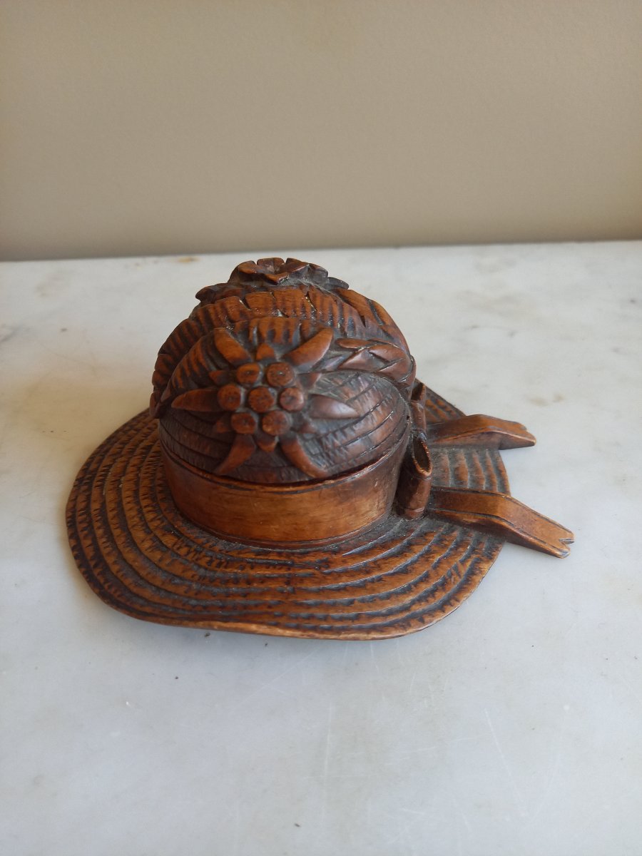 Wooden Inkwell Shaped Like A Tyrolean Hat 