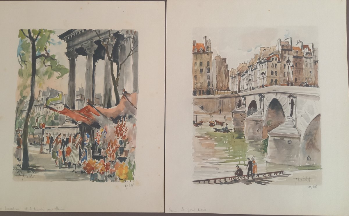 lot de 7 lithographies  signées Herbelot-photo-2