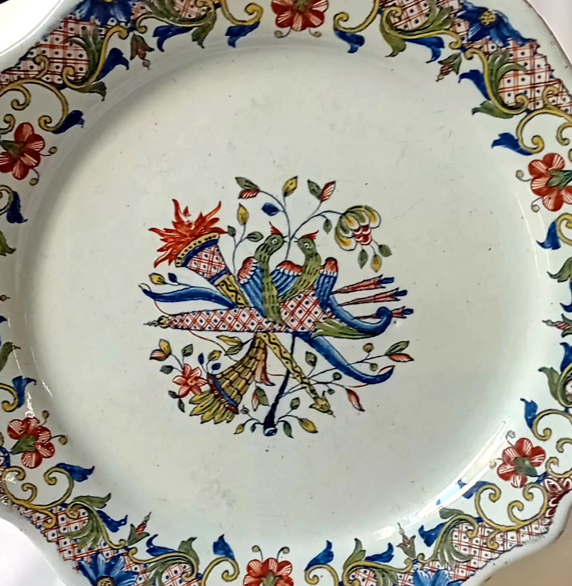 Rouen Earthenware Plate Signed Dieul-photo-3