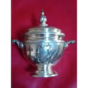 Sugar Bowl Or Covered Pot In Silver