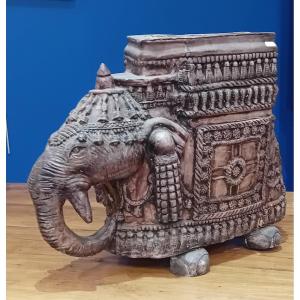 Terracotta Elephant With Its Cornac