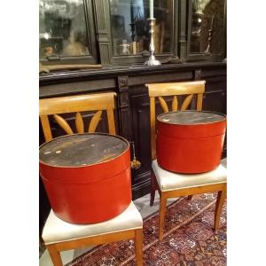 Boîtes à "chapeaux" Chine en laque cinabre 