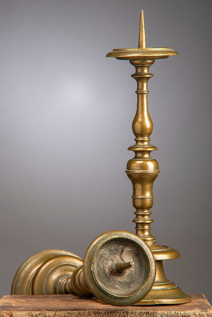 Pair Of Candlesticks, 17th Century.-photo-3