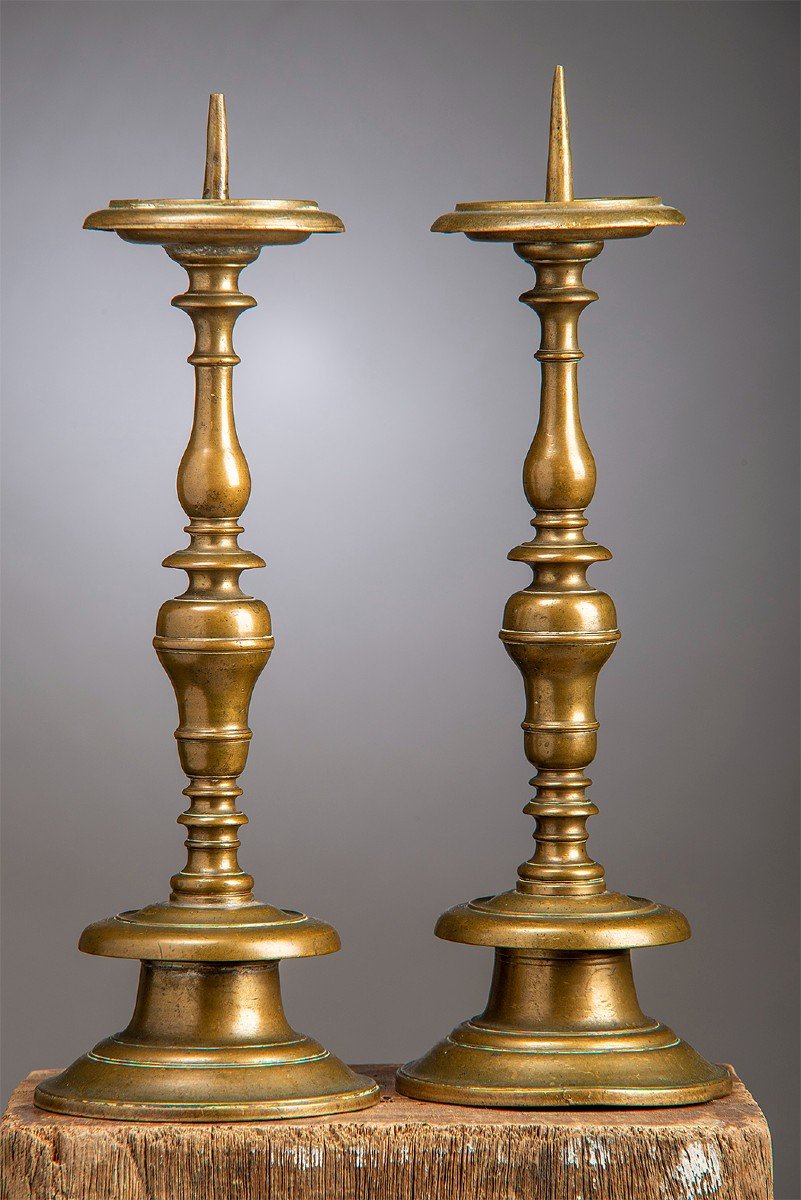 Pair Of Candlesticks, 17th Century.