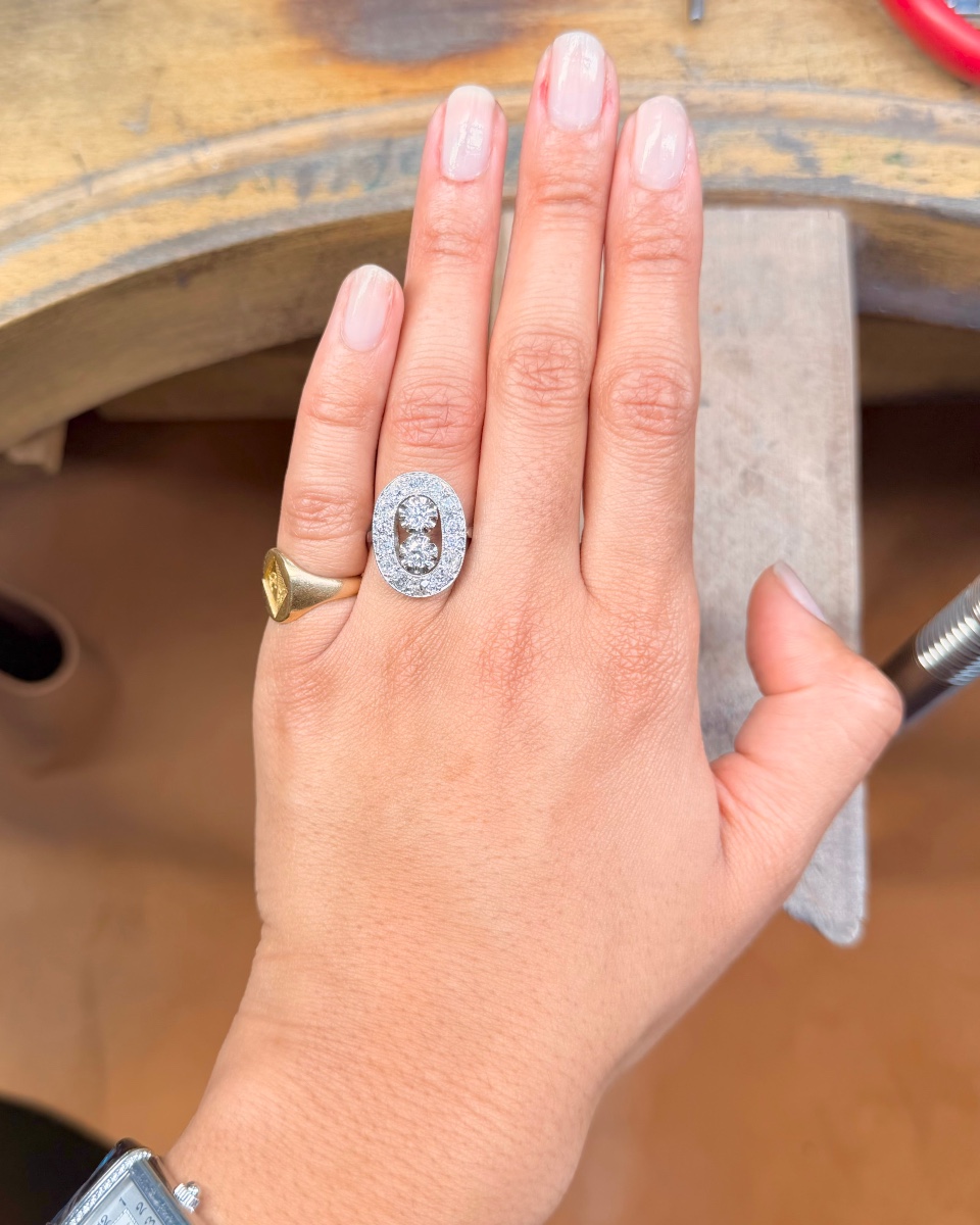 Bague Art déco en platine et diamants