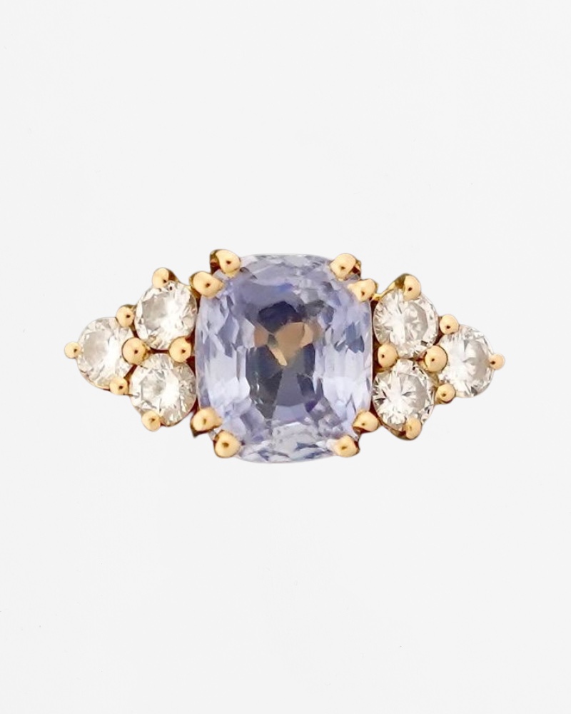 Ring In Yellow Gold, Sapphire And Diamonds