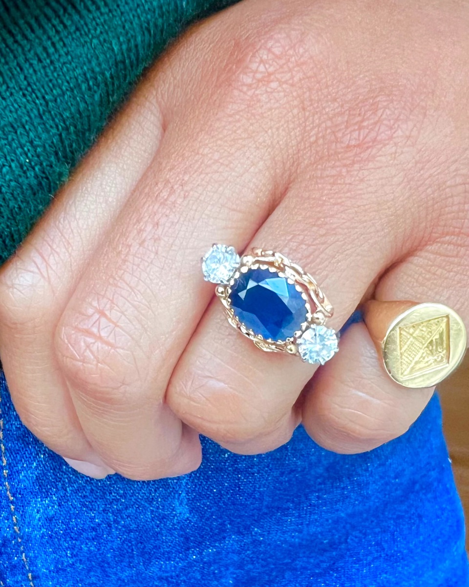 Bague Tank en or rose, saphir et diamants-photo-2