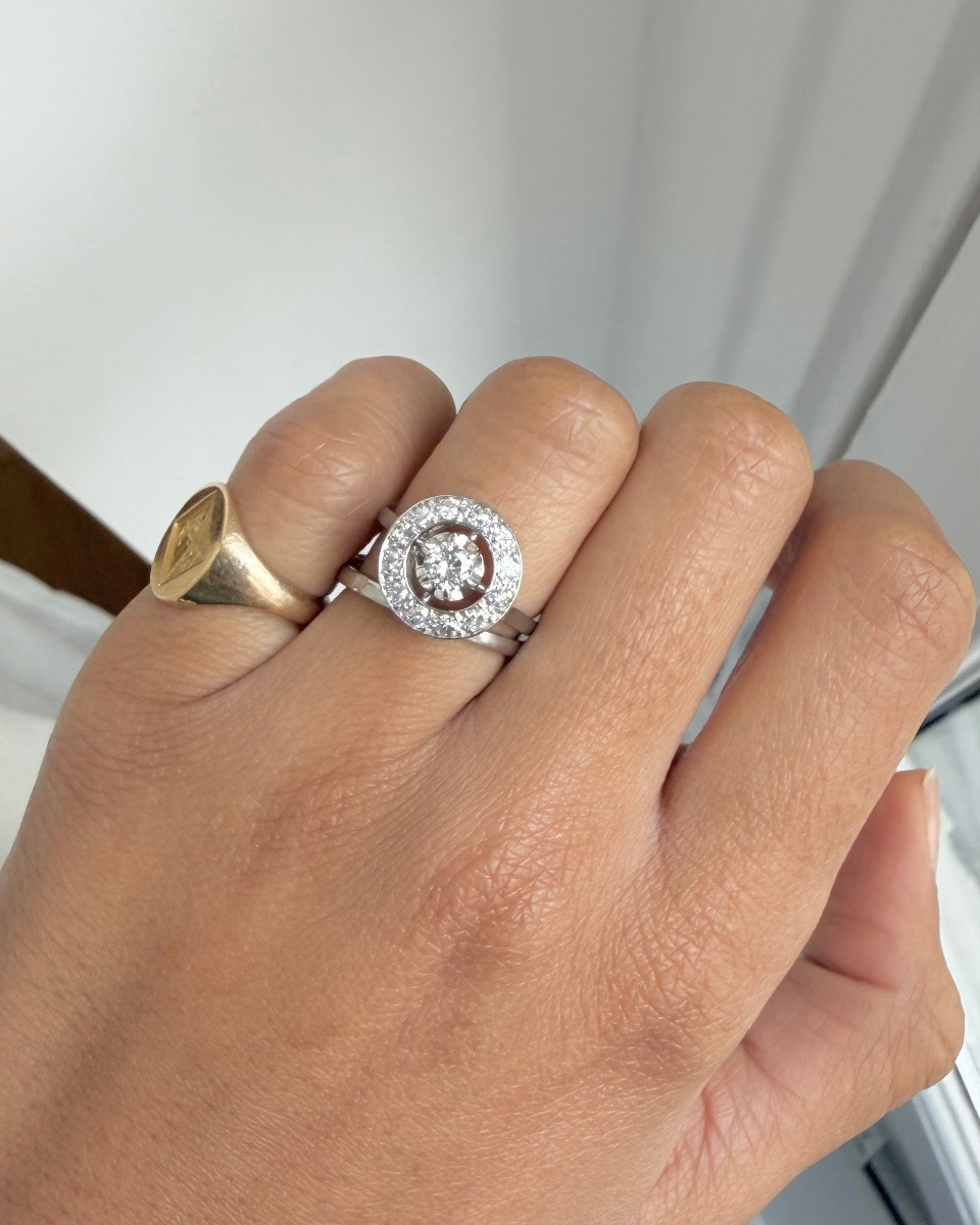 Art Deco Ring In Platinum And Diamonds-photo-2